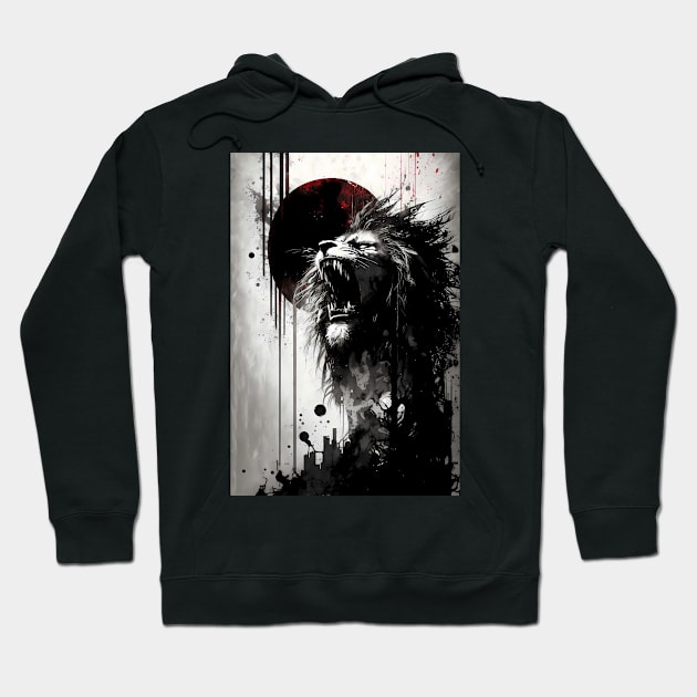 Lion Roaring Into The Night Sky Hoodie by TortillaChief